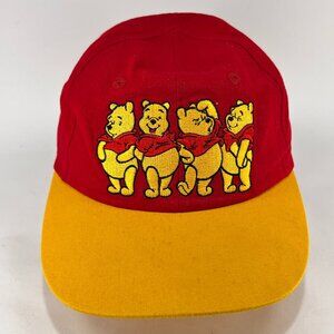 Vtg Disney Winnie Pooh Strapback Cap Hat Red Magic Kingdom Theme Park Youth Kids
